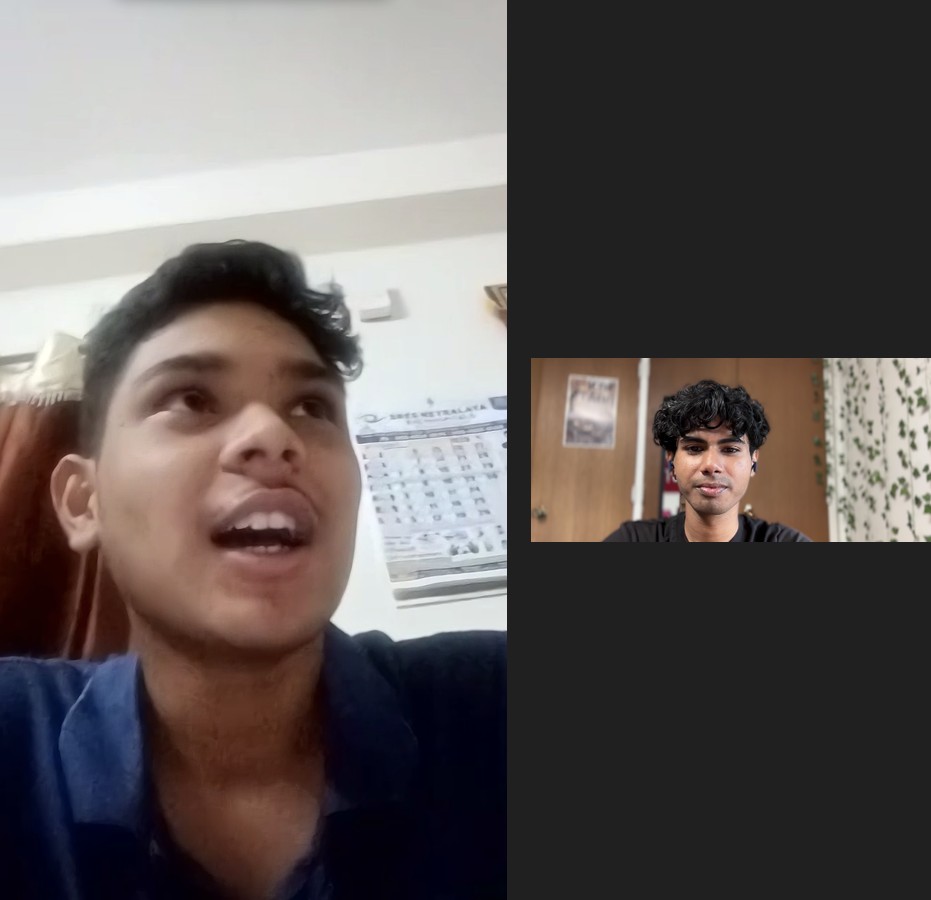 Samarth and a student speaking during a free online study-abroad session
